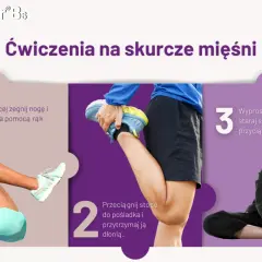 Ćwiczenia na skurcze mięśni: leżąc, podciągnij nogę do tułowia, przeciągnij stopę do pośladka, a potem wyprostuj nogi i przyciągnij tułów.