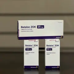 Opakowania leku Betaloc ZOK 25 mg, 50 mg i 100 mg. Metoprolol succinate, tabletki o przedłużonym uwalnianiu.
