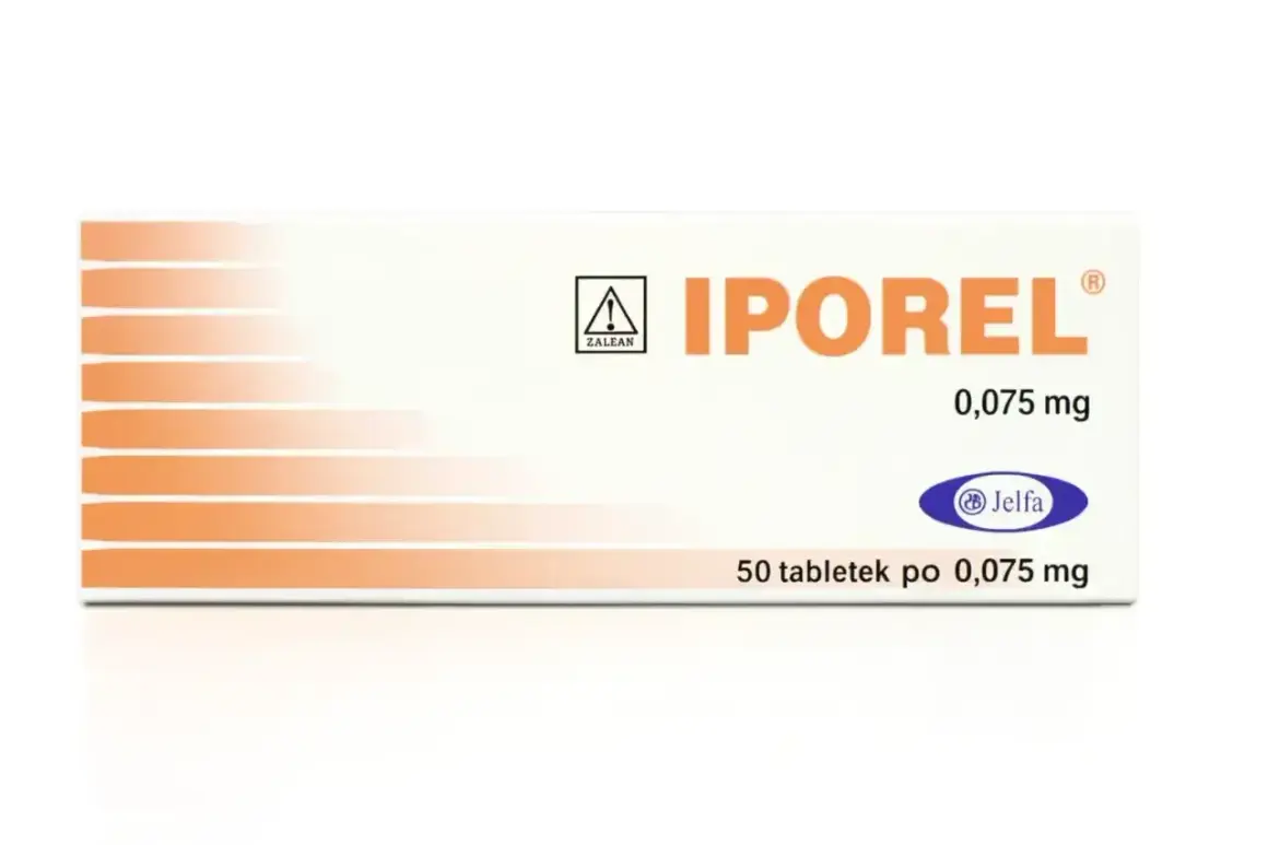 Opakowanie leku iporel 0,075 mg, zawiera 50 tabletek.