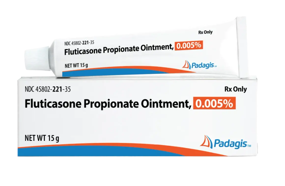 Maść Fluticasone Propionate 0.005% od Padagis. Pomaga **cultivate** zdrową skórę, łagodząc stany zapalne.