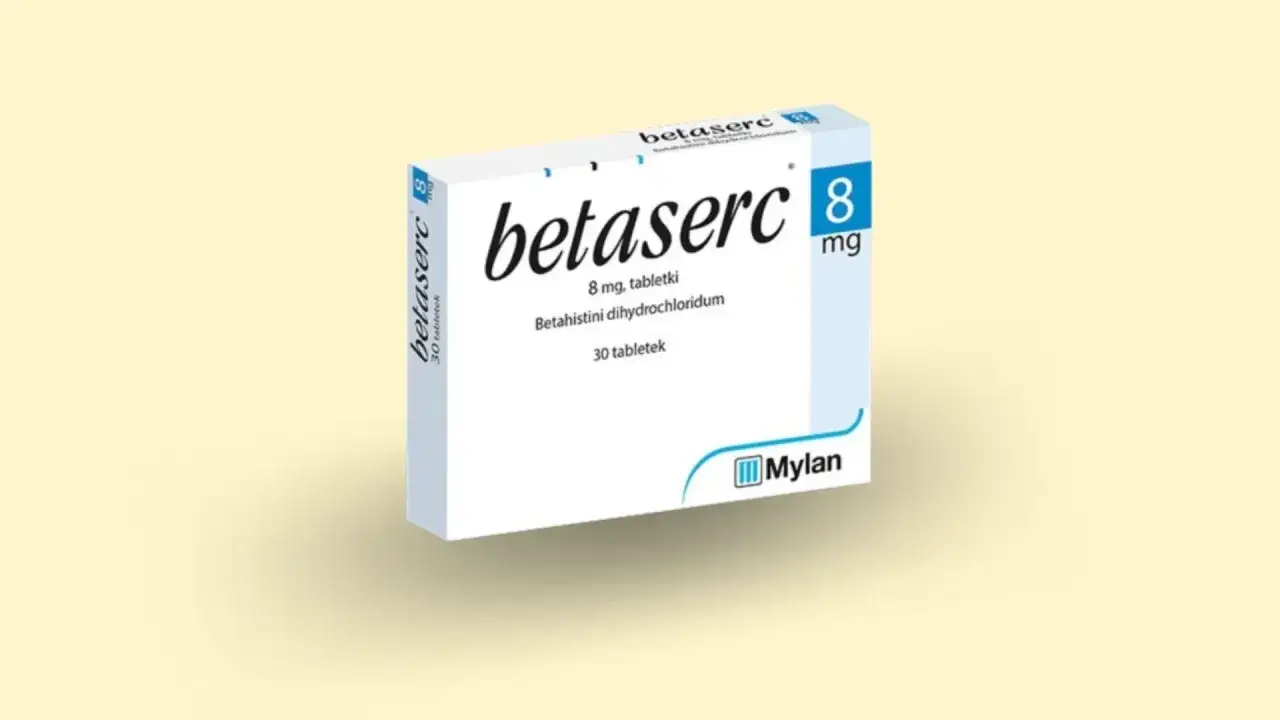Opakowanie leku Betaserc 8 mg, zawierające 30 tabletek.