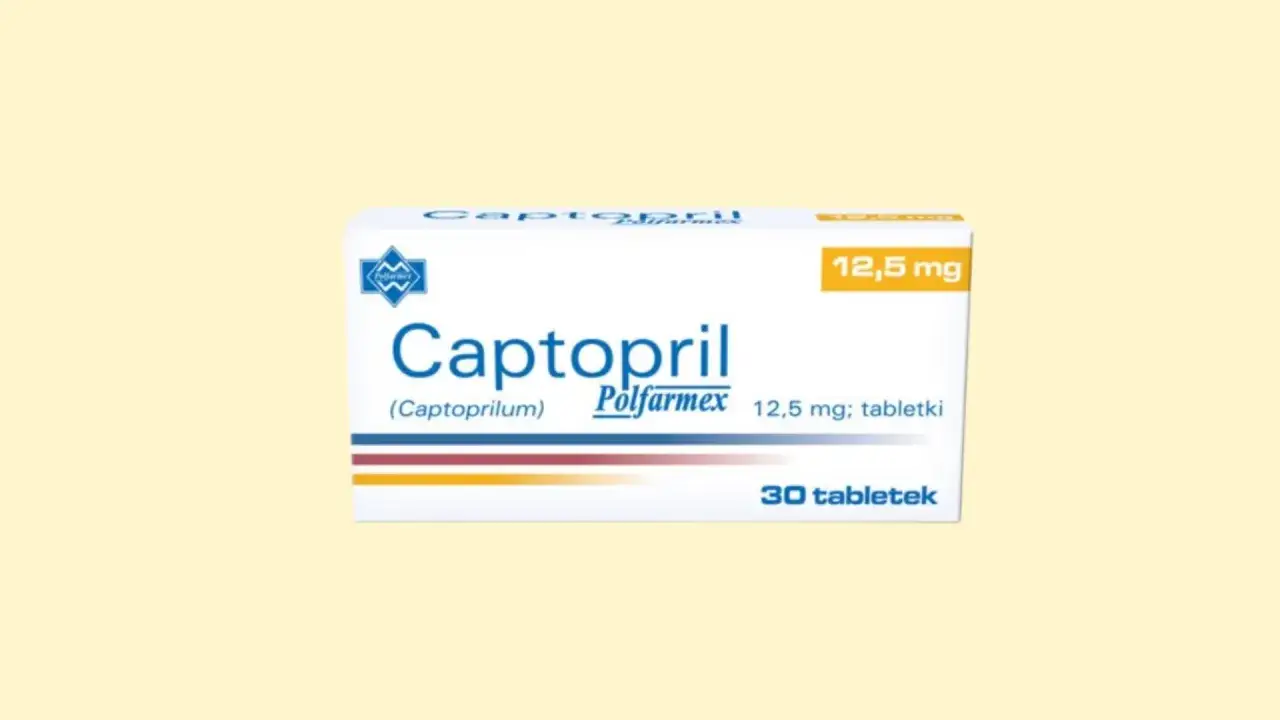 Opakowanie leku Captopril 12,5 mg, 30 tabletek. Informacje o dawkowaniu Captoprilu znajdziesz w ulotce.