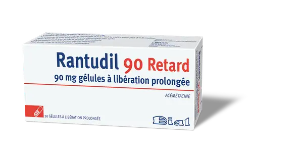 Pudełko leku Rantudil 90 Retard z kapsułkami o przedłużonym uwalnianiu.