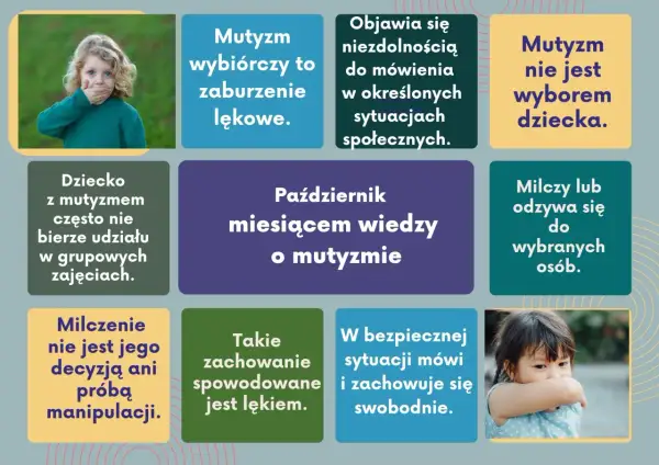 Dziecko z mutyzmem nie mówi w pewnych sytuacjach, to nie wybór, lecz lęk. Październik miesiącem wiedzy o mutyzmie.