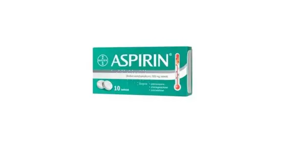 Opakowanie aspiryny 500 mg, 10 tabletek. Działa przeciwzapalnie, przeciwgorączkowo i przeciwbólowo.